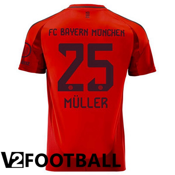 Bayern Munich (Müller 25) Home Soccer Shirt Red 2024/2025