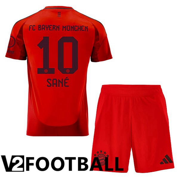 Bayern Munich (Sané 10) Kids Home Soccer Shirt Red 2024/2025