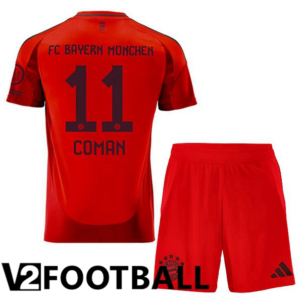 Bayern Munich (Coman 11) Kids Home Soccer Shirt Red 2024/2025