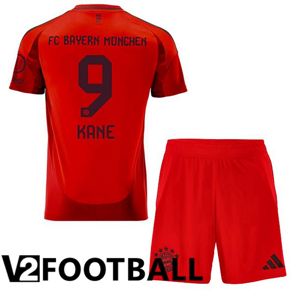 Bayern Munich (Kane 9) Kids Home Soccer Shirt Red 2024/2025