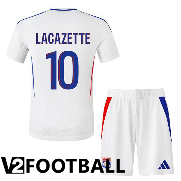 lyon OL (LACAZETTE 10) Kids Home Soccer Shirt White 2024/2025