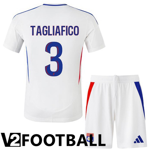 lyon OL (TAGLIAFICO 3) Kids Home Soccer Shirt White 2024/2025