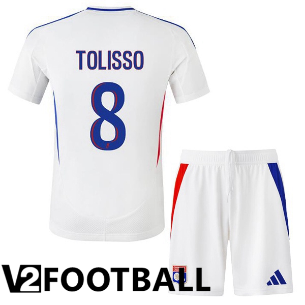 lyon OL (TOLISSO 8) Kids Home Soccer Shirt White 2024/2025