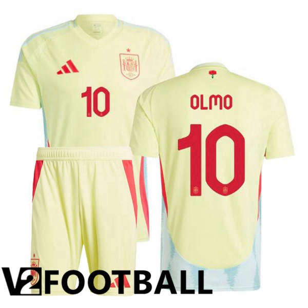 Spain (OLMO 10) Kids Away Soccer Shirt Yellow 2024/2025