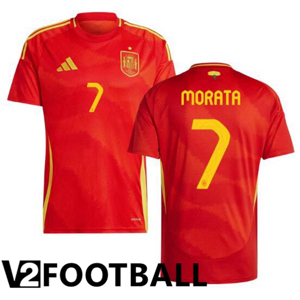 Spain (MORATA 7) Home Soccer Shirt Red 2024/2025