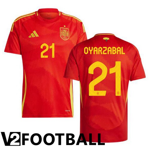 Spain (OYARZABAL 21) Home Soccer Shirt Red 2024/2025