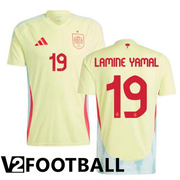 Spain (LAMINE YAMAL 19) Away Soccer Shirt Yellow 2024/2025