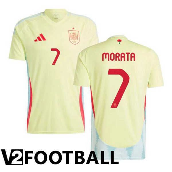 Spain (MORATA 7) Away Soccer Shirt Yellow 2024/2025