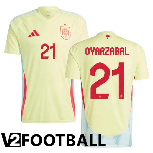 Spain (OYARZABAL 21) Away Soccer Shirt Yellow 2024/2025