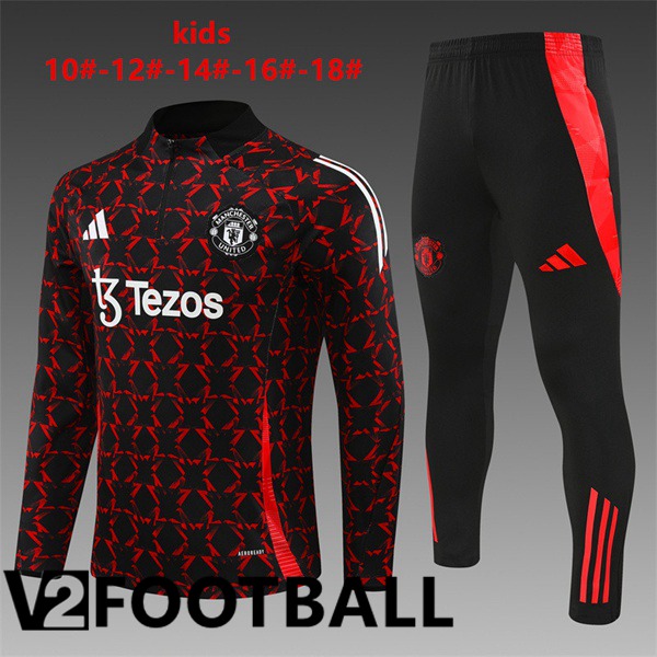 Manchester United Kids kit Training Tracksuit Red Black 2024/2025