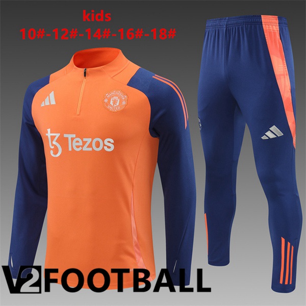 Manchester United Kids kit Training Tracksuit Orange 2024/2025
