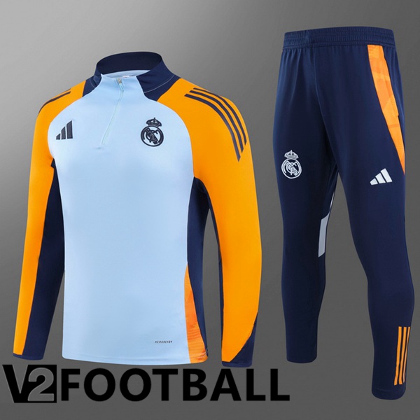 Real Madrid Kids kit Training Tracksuit White Orange 2024/2025
