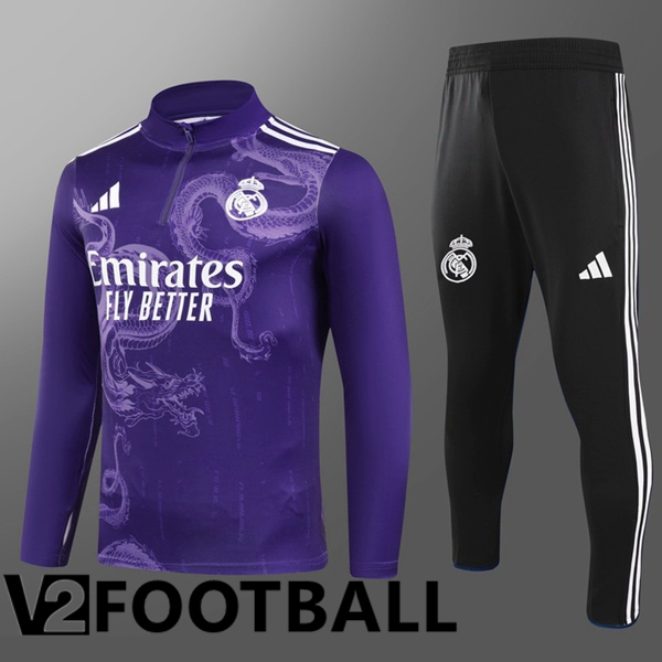 Real Madrid Kids kit Training Tracksuit Purple 2024/2025