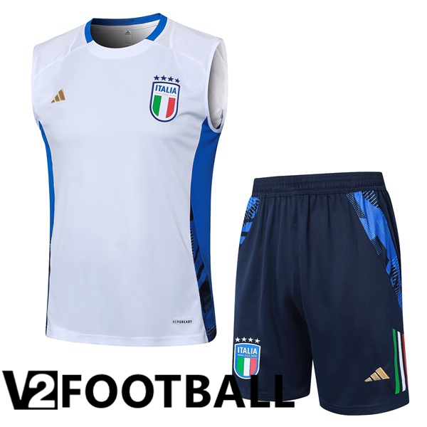 Italy Soccer Vest + Shorts White 2024/2025