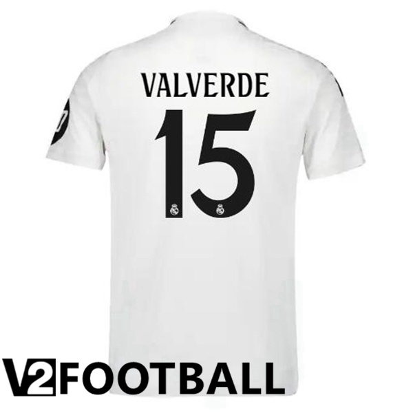 Real Madrid (Valverde 15) Home Soccer Shirt White 2024/2025