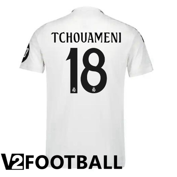 Real Madrid (Tchouameni 18) Home Soccer Shirt White 2024/2025