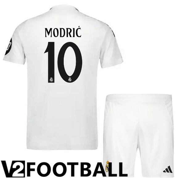 Real Madrid (Modrić 10) Kids Home Soccer Shirt White 2024/2025