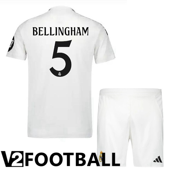 Real Madrid (Bellingham 5) Kids Home Soccer Shirt White 2024/2025