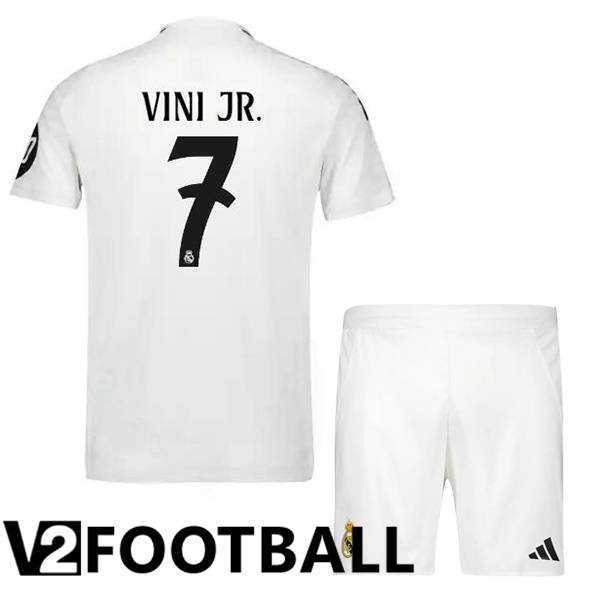 Real Madrid (Vini Jr. 7) Kids Home Soccer Shirt White 2024/2025