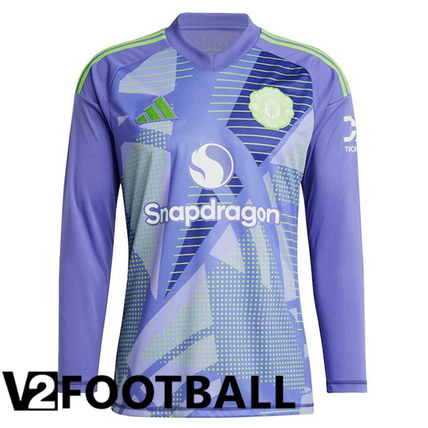 Manchester United Goalkeeper Soccer Shirt Long sleeve Purple 2024/2025