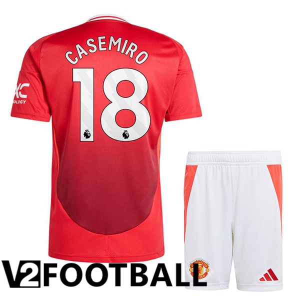 Manchester United (Casemiro 18) Kids Home Soccer Shirt Red 2024/2025