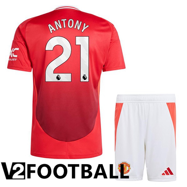 Manchester United (Antony 21) Kids Home Soccer Shirt Red 2024/2025