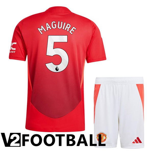 Manchester United (Maguire 5) Kids Home Soccer Shirt Red 2024/2025