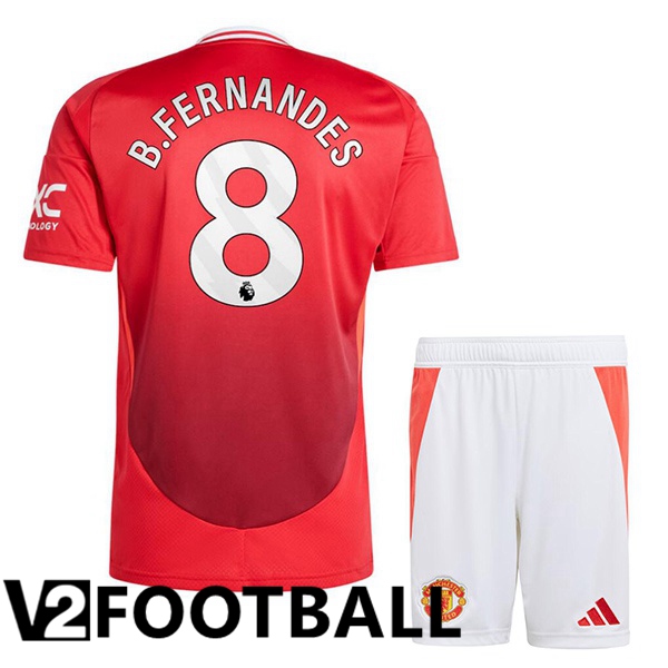 Manchester United (B.Fernandes 8) Kids Home Soccer Shirt Red 2024/2025