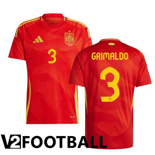 Spain (GRIMALDO 3) Home Soccer Shirt Red UEFA Euro 2024