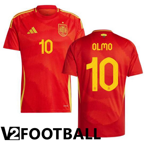 Spain (OLMO 10) Home Soccer Shirt Red UEFA Euro 2024