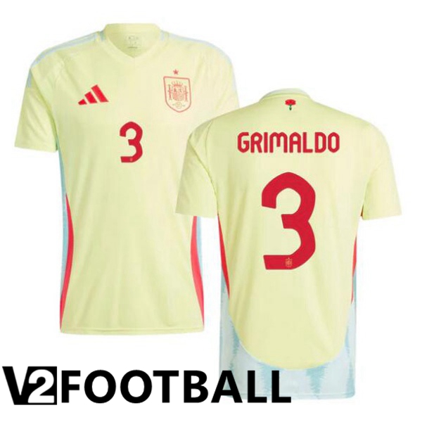 Spain (GRIMALDO 3) Away Soccer Shirt Yellow UEFA Euro 2024