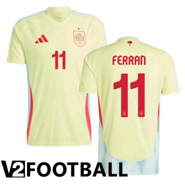 Spain (FERRAN 11) Away Soccer Shirt Yellow UEFA Euro 2024