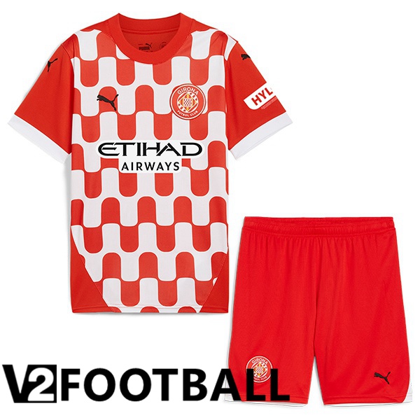 Girona Kids Home Soccer Shirt Red White 2024/2025