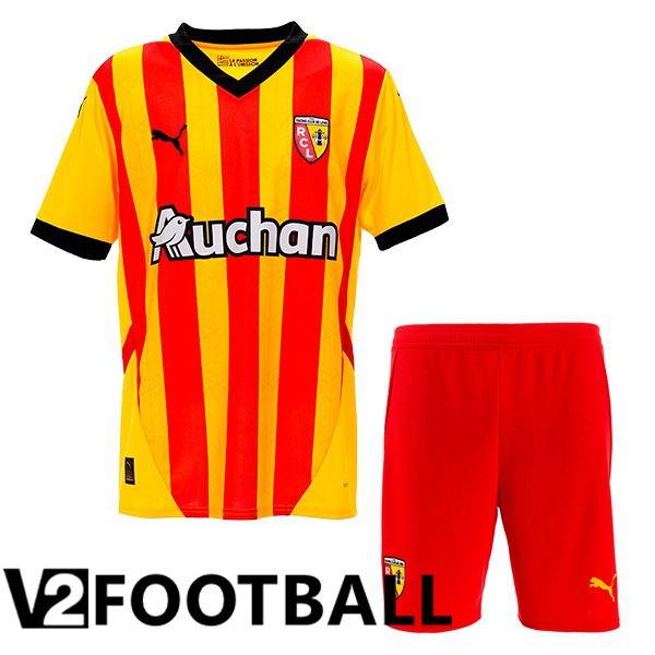 RC Lens Kids Home Soccer Shirt Yellow Red 2024/2025