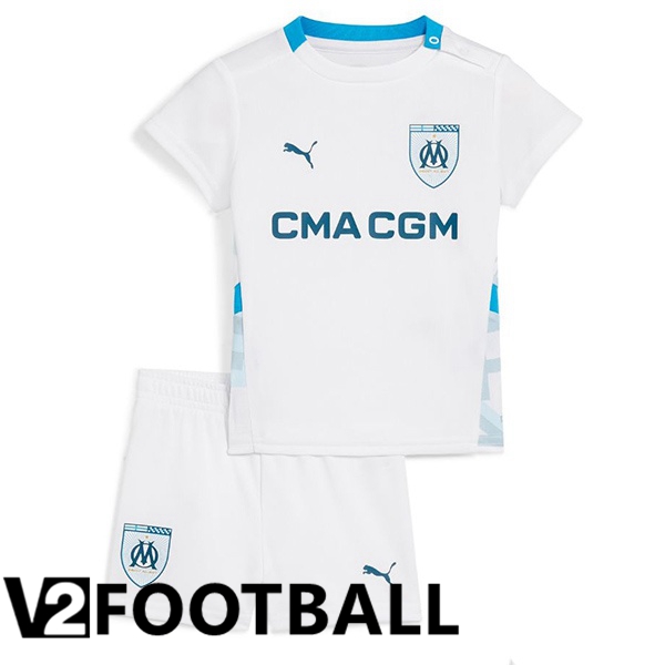Marseille OM Kids Home Soccer Shirt White 2024/2025