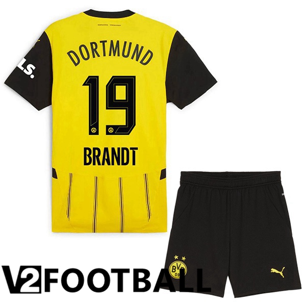 Dortmund BVB (Brandt 19) Kids Home Soccer Shirt Yellow 2024/2025