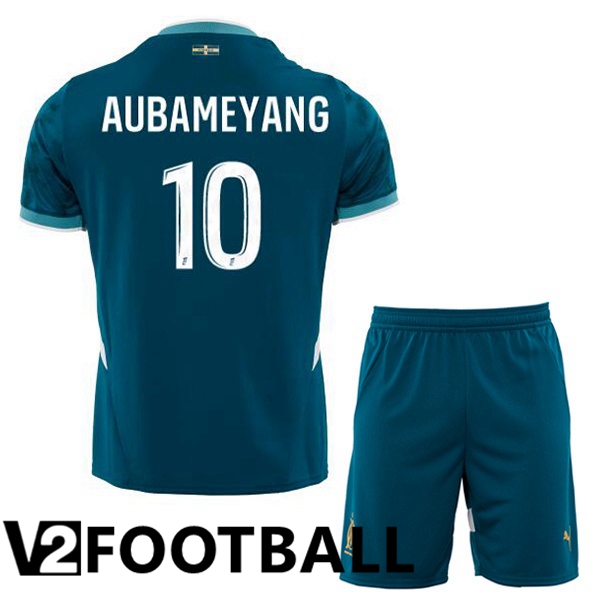 Marseille OM (AUBAMEYANG 10) Kids Away Soccer Shirt Blue 2024/2025