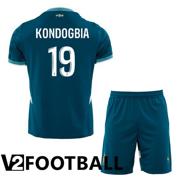 Marseille OM (KONDOGBIA 19) Kids Away Soccer Shirt Blue 2024/2025