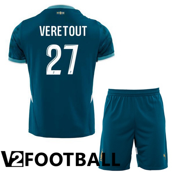 Marseille OM (VERETOUT 27) Kids Away Soccer Shirt Blue 2024/2025