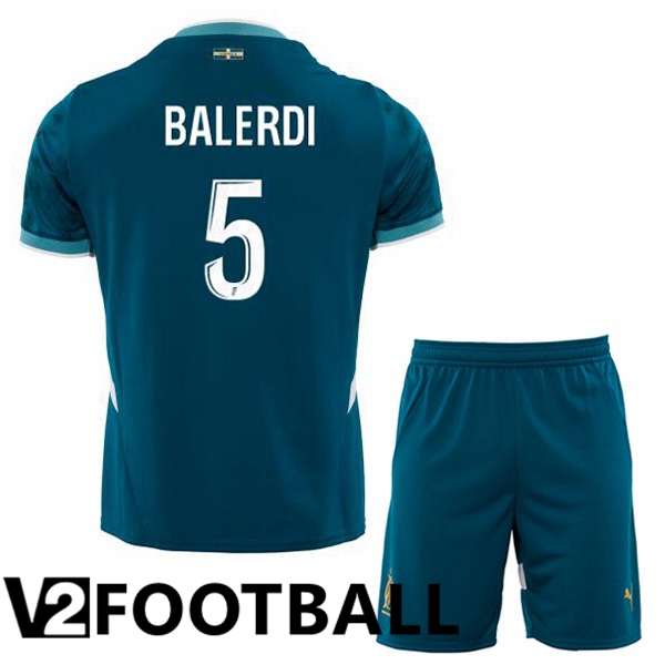 Marseille OM (BALERDI 5) Kids Away Soccer Shirt Blue 2024/2025