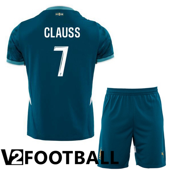 Marseille OM (CLAUSS 7) Kids Away Soccer Shirt Blue 2024/2025