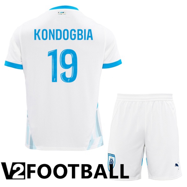 Marseille OM (KONDOGBIA 19) Kids Home Soccer Shirt White 2024/2025