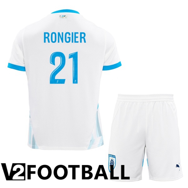 Marseille OM (RONGIER 21) Kids Home Soccer Shirt White 2024/2025