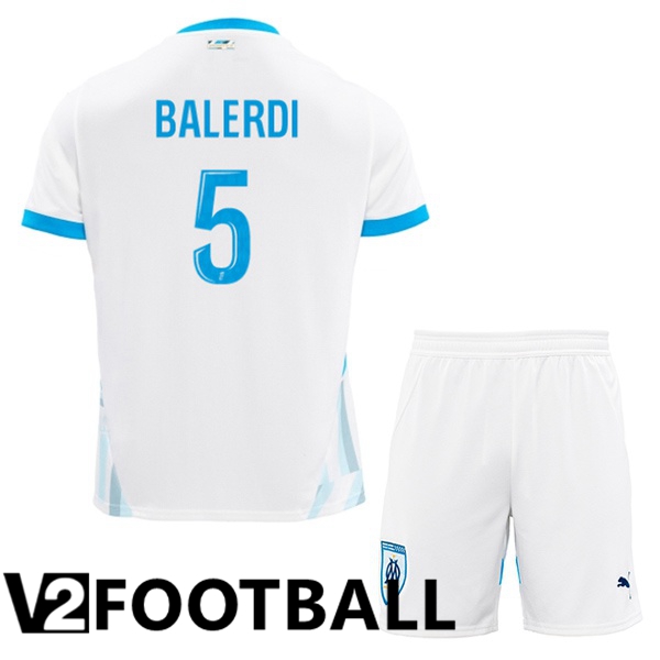 Marseille OM (BALERDI 5) Kids Home Soccer Shirt White 2024/2025