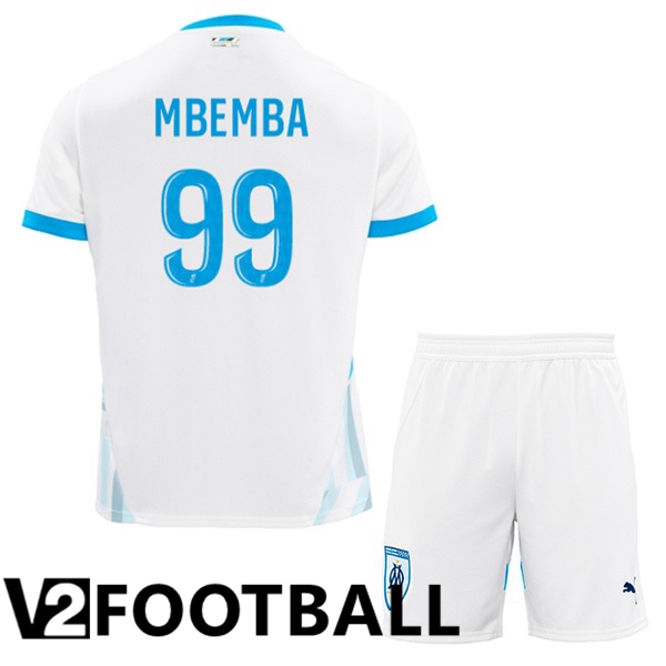 Marseille OM (MBEMBA 99) Kids Home Soccer Shirt White 2024/2025