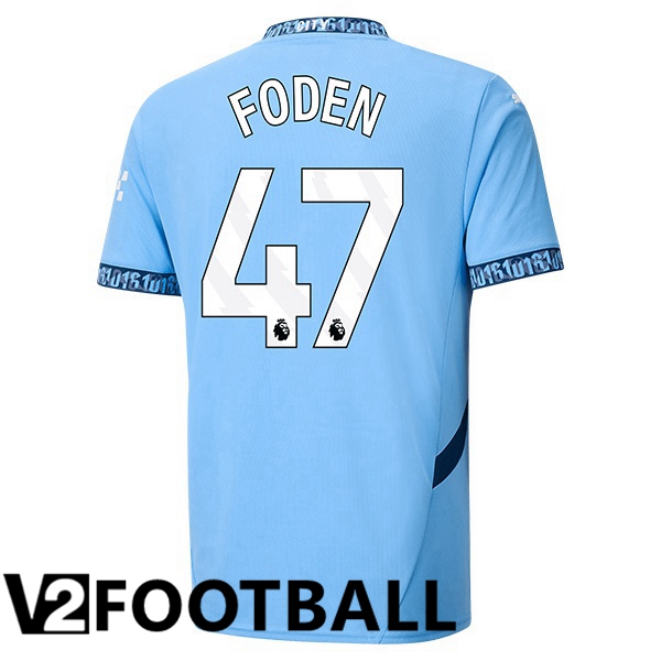 Manchester City (Phil Foden 47) Home Soccer Shirt Blue 2024/2025