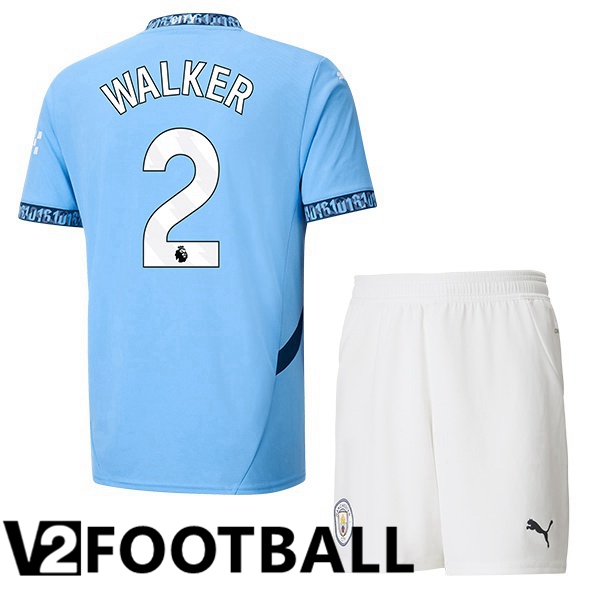 Manchester City (Kyle Walker 2) Kids Home Soccer Shirt Blue 2024/2025