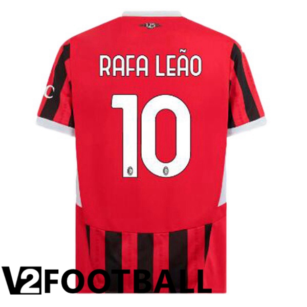 AC Milan (Rafa Leão 10) Home Soccer Shirt Red Black 2024/2025