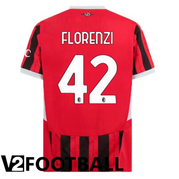 AC Milan (Florenzi 42) Home Soccer Shirt Red Black 2024/2025