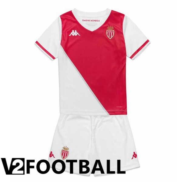 AS Monaco Kids Home Soccer Shirt White Red 2024/2025